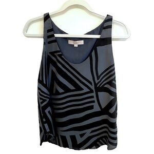 LOFT Abstract Geometric Tank Top Black and Gray sz XS